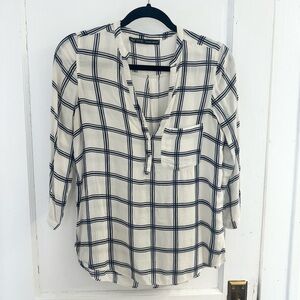Zara Plaid Women's Top - Navy and White